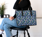 Vegan Leather Carryall — Boho Feathers on Navy