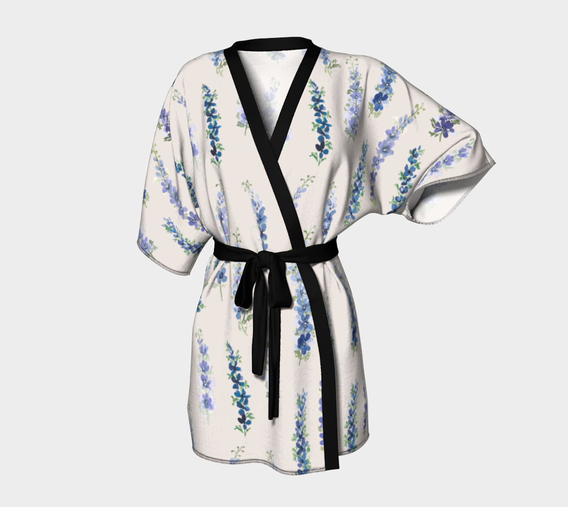 Kimono — Dancing Delphinium on Cream