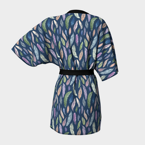 Kimono Robe — Navy Feathers