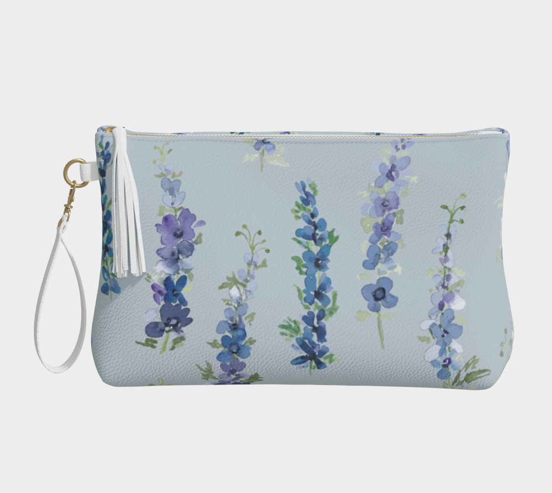 Vegan Leather Clutch  & Makeup Bag—Delphinium Sky