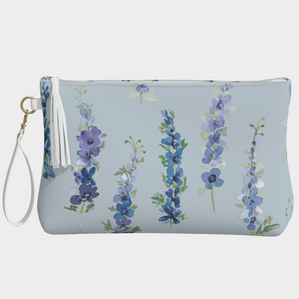 Vegan Leather Clutch  & Makeup Bag—Delphinium Sky