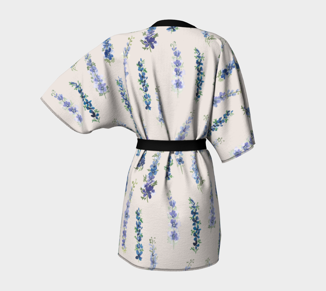 Kimono — Dancing Delphinium on Cream