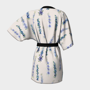 Kimono — Dancing Delphinium on Cream