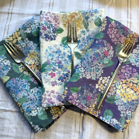 endless hydrangea linen napkins