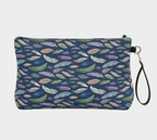 Vegan Leather Clutch & Makeup Bag – Feathers on Navy small