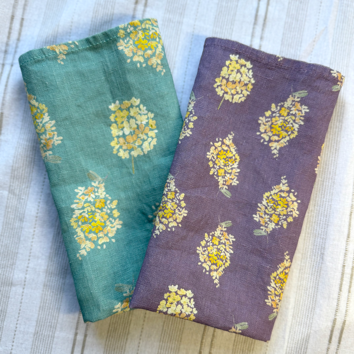 Golden Hydrangea Clusters Linen Napkins