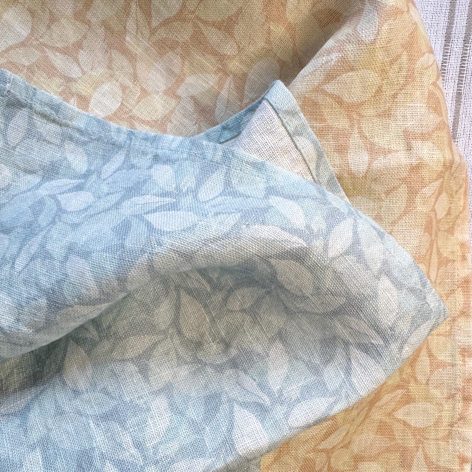 Layered Hydrangea Leaves Linen Napkins