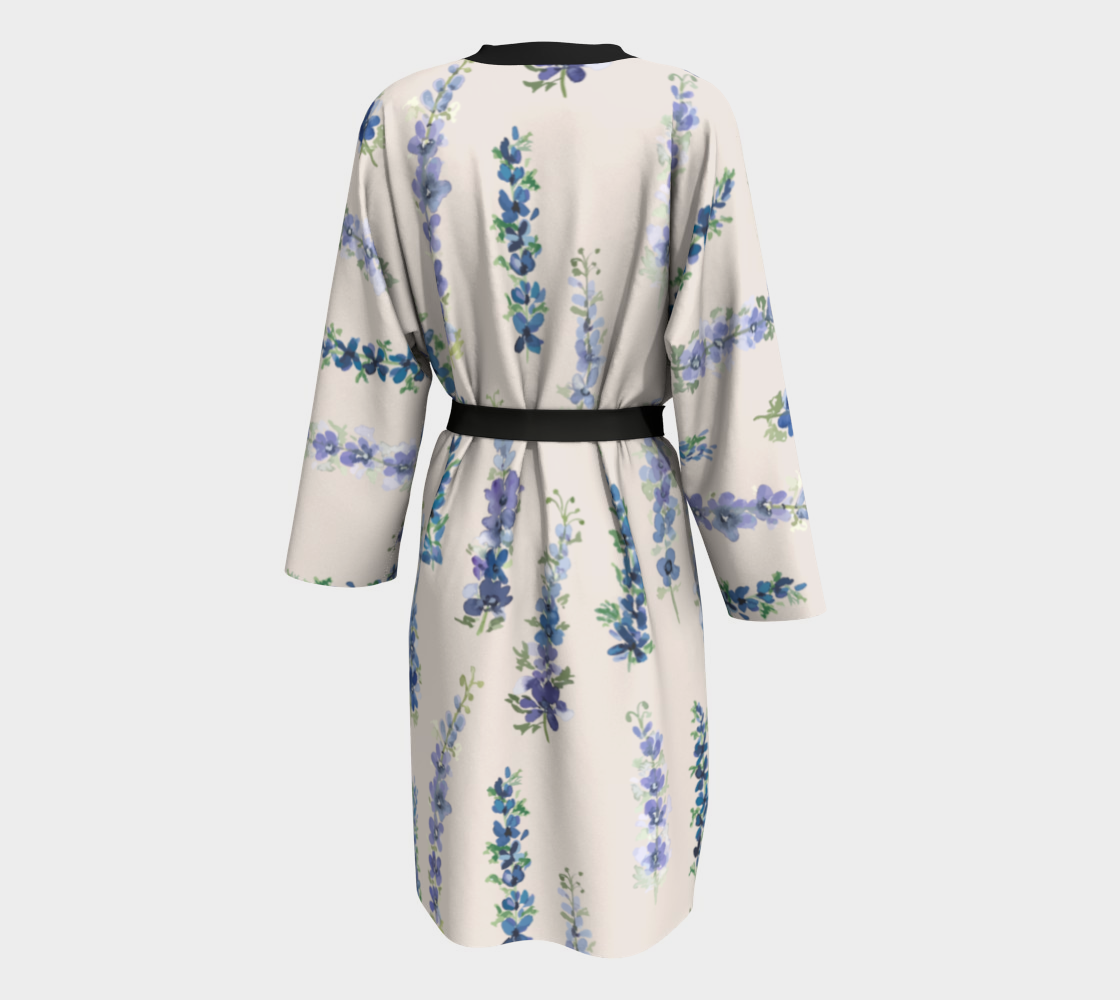 Silky Robe — Dancing Delphinium on Cream