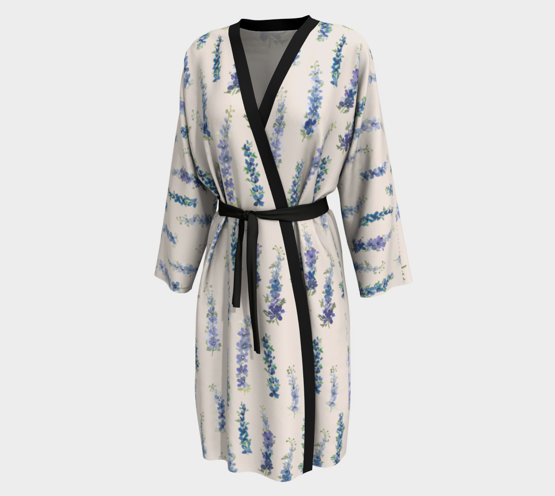 Silky Robe — Dancing Delphinium on Cream