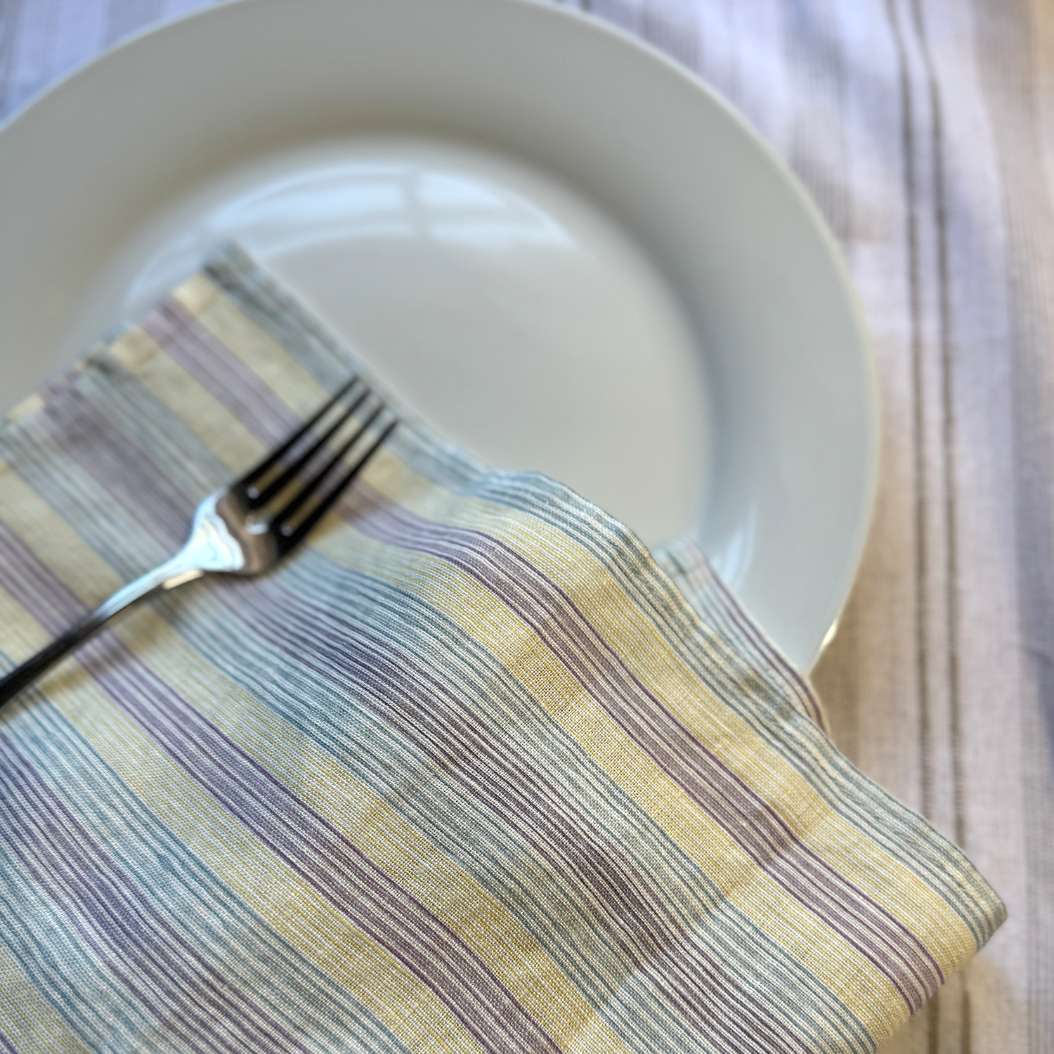 Hydrangea Stripes Linen Napkins