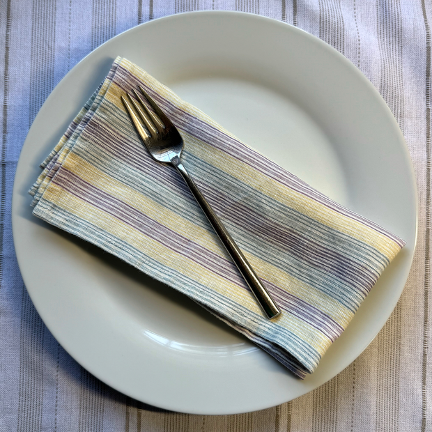 Hydrangea Stripes Linen Napkins