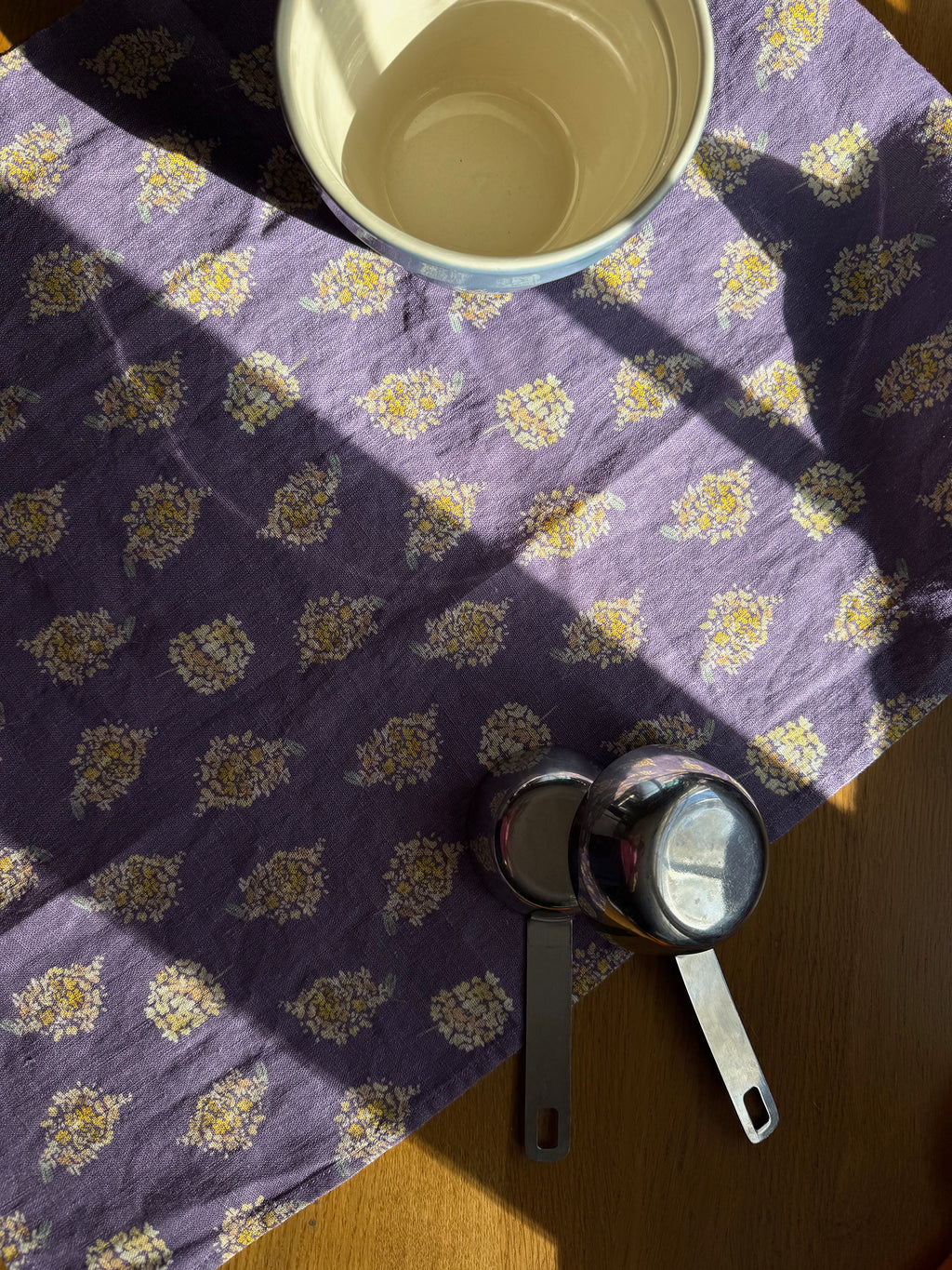 Golden Hydrangea Clusters Linen Tea Towel