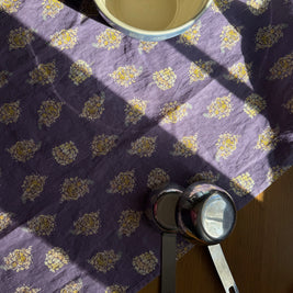 Golden Hydrangea Clusters Linen Tea Towel