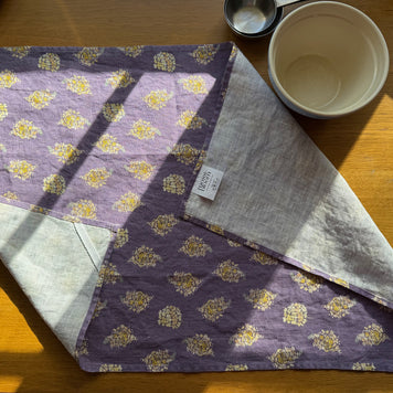 Golden Hydrangea Clusters Linen Tea Towel