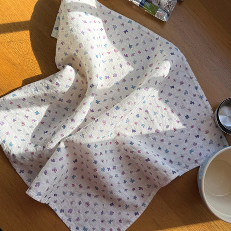 mini hydrangea blossoms linen tea towel