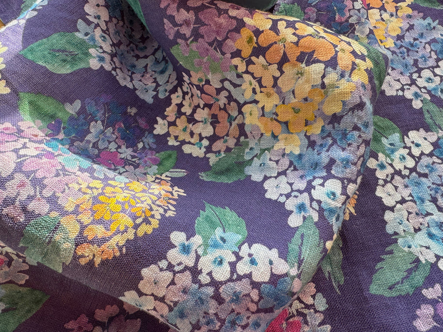 endless hydrangea linen tea towel