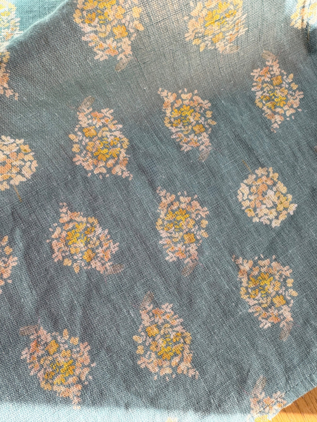 Golden Hydrangea Clusters Linen Tea Towel