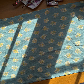 Golden Hydrangea Clusters Linen Tea Towel