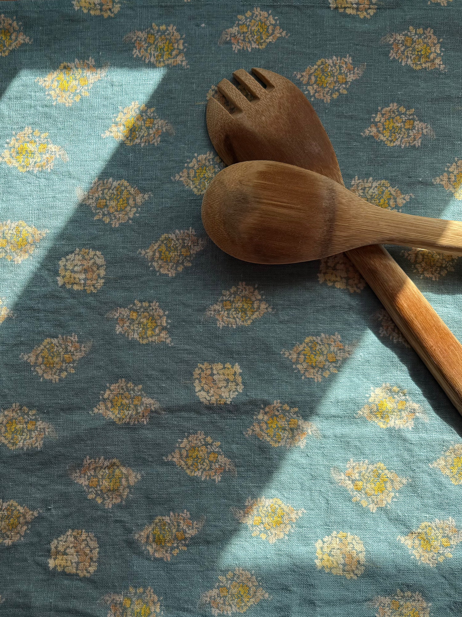 Golden Hydrangea Clusters Linen Tea Towel