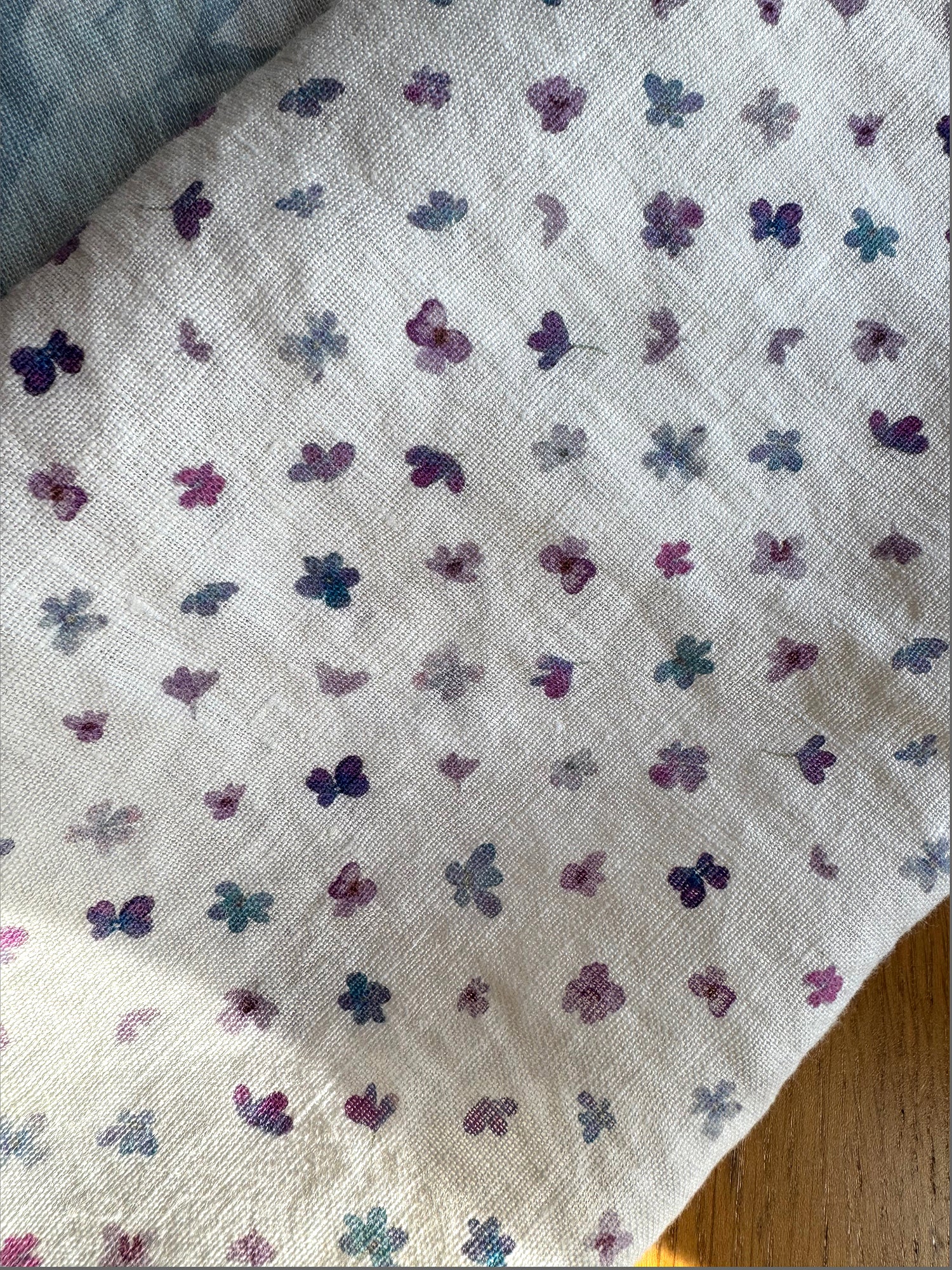 Mini Hydrangea Blossoms Linen Tea Towel