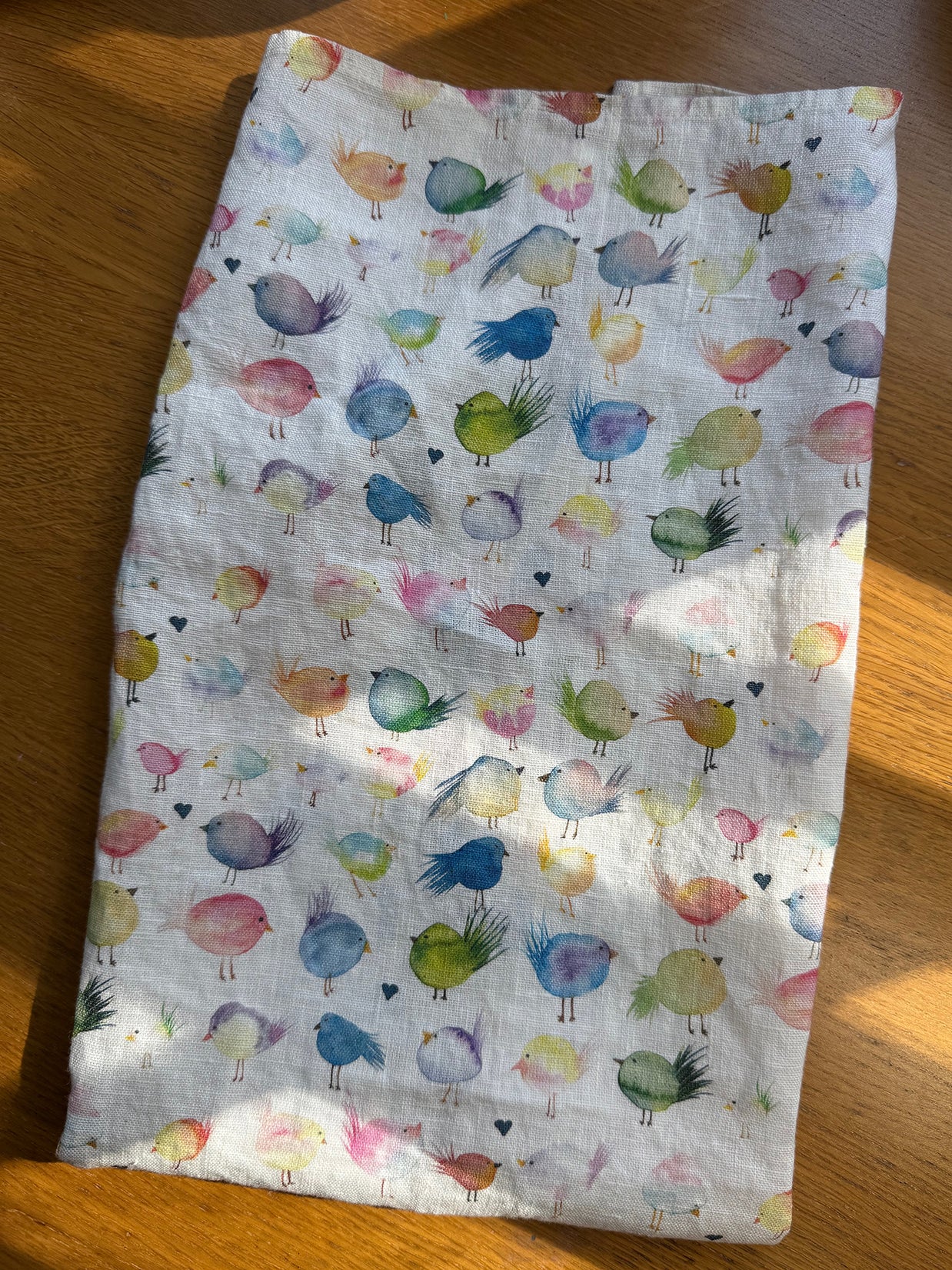 Floofy Bird Linen Tea Towel