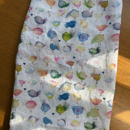 Floofy Bird Linen Tea Towel