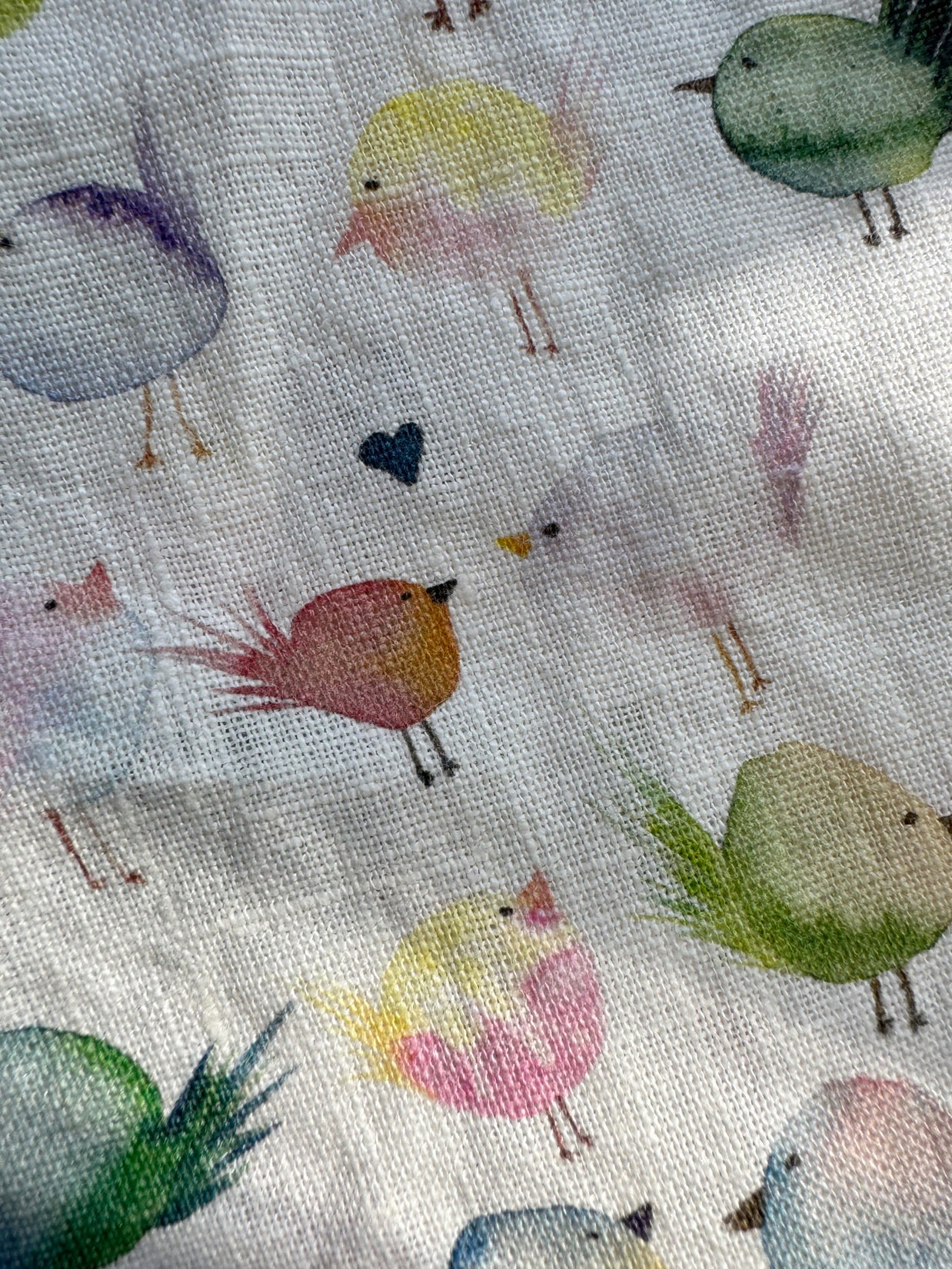 Floofy Bird Linen Tea Towel