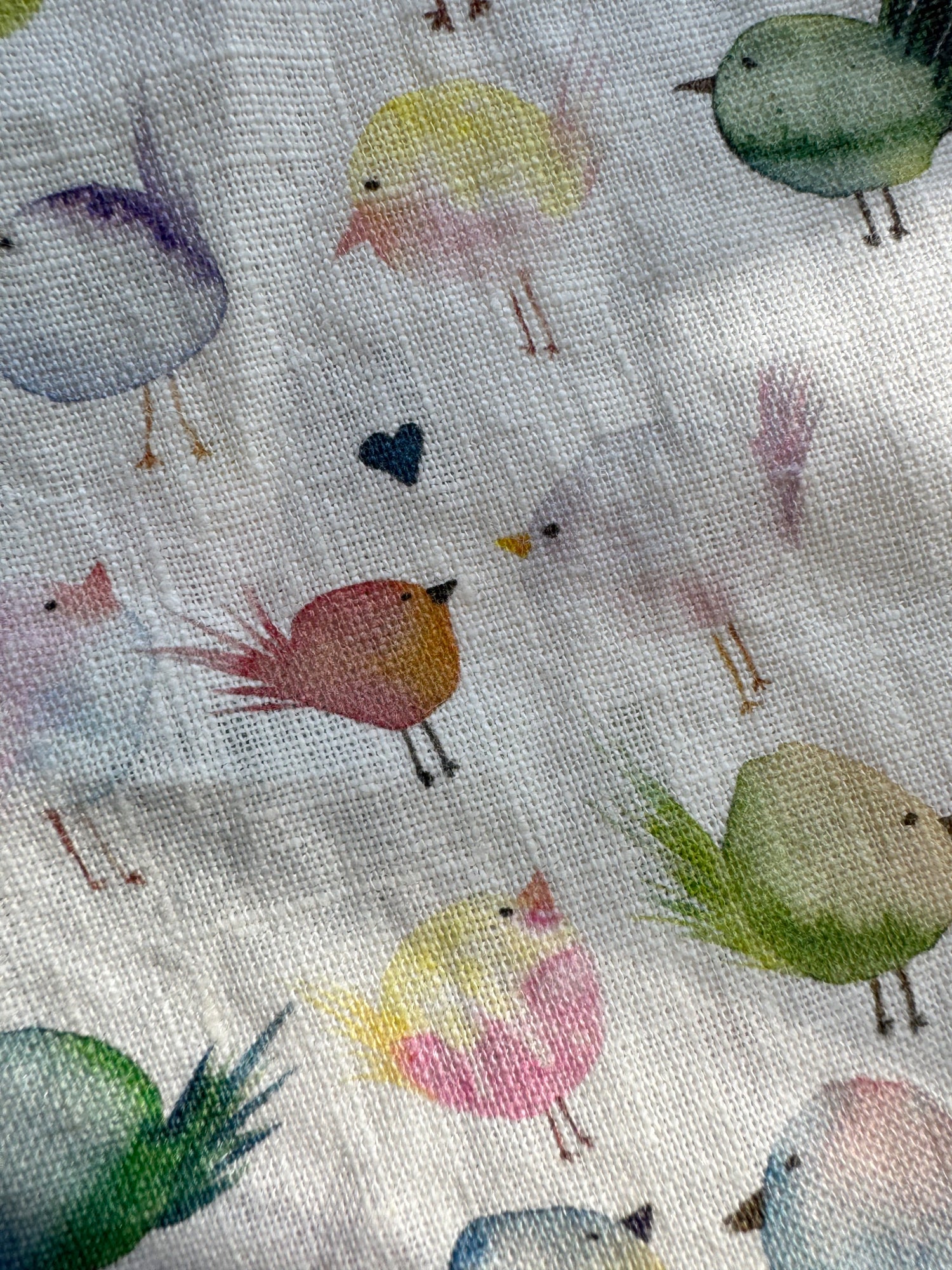Floofy Bird Linen Tea Towel