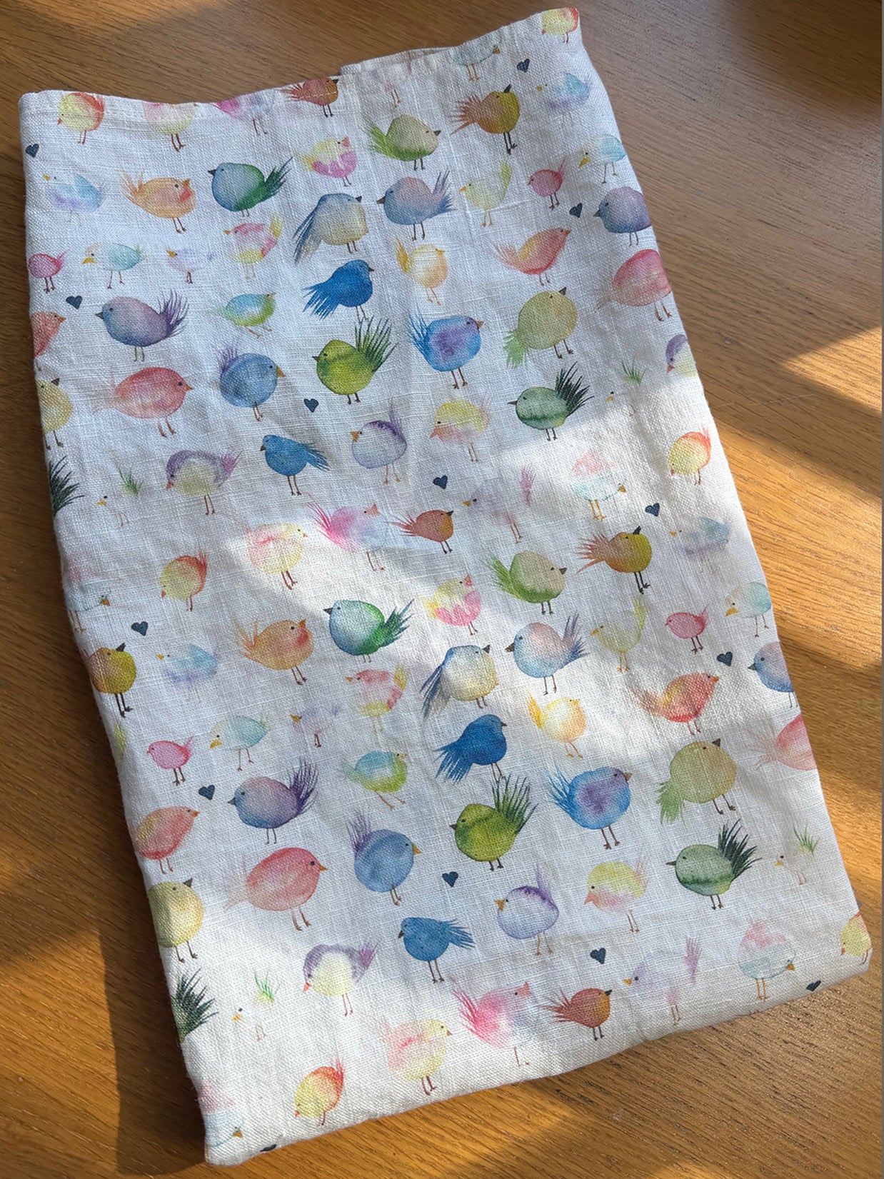 Floofy Bird Linen Tea Towel