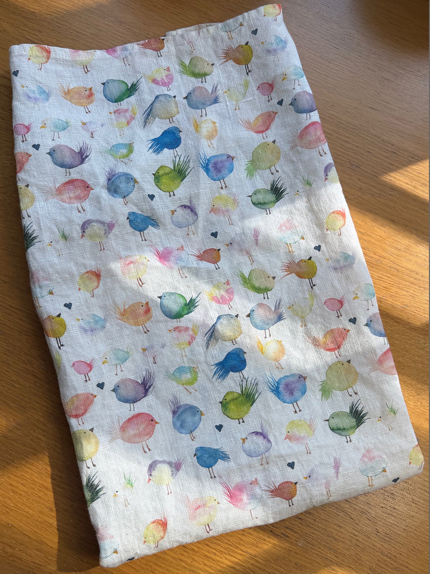 Floofy Bird Linen Tea Towel