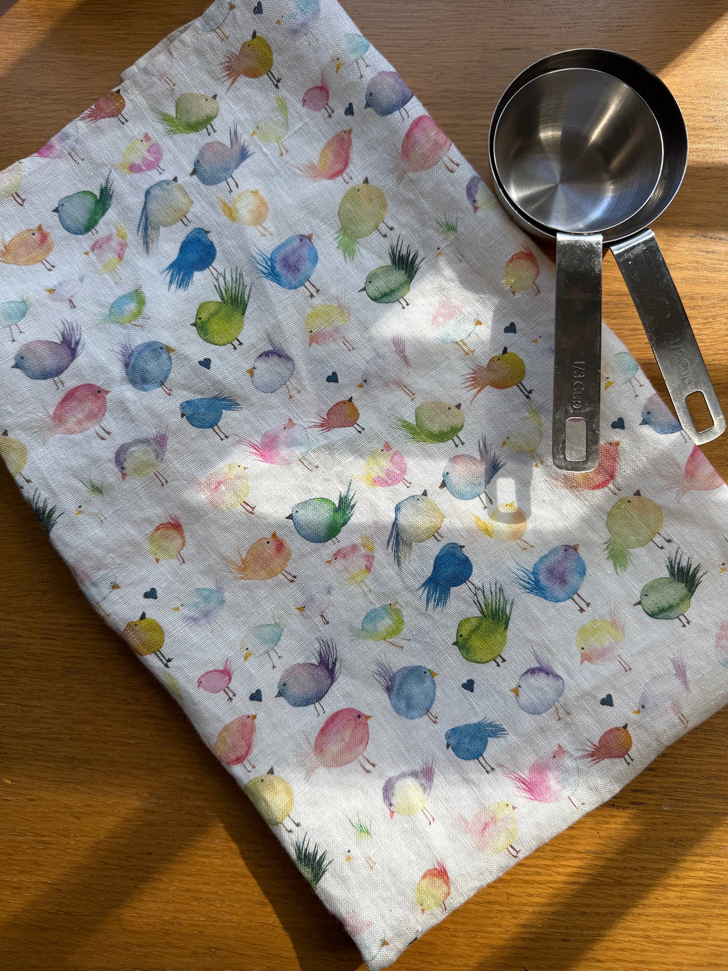 Floofy Bird Linen Tea Towel