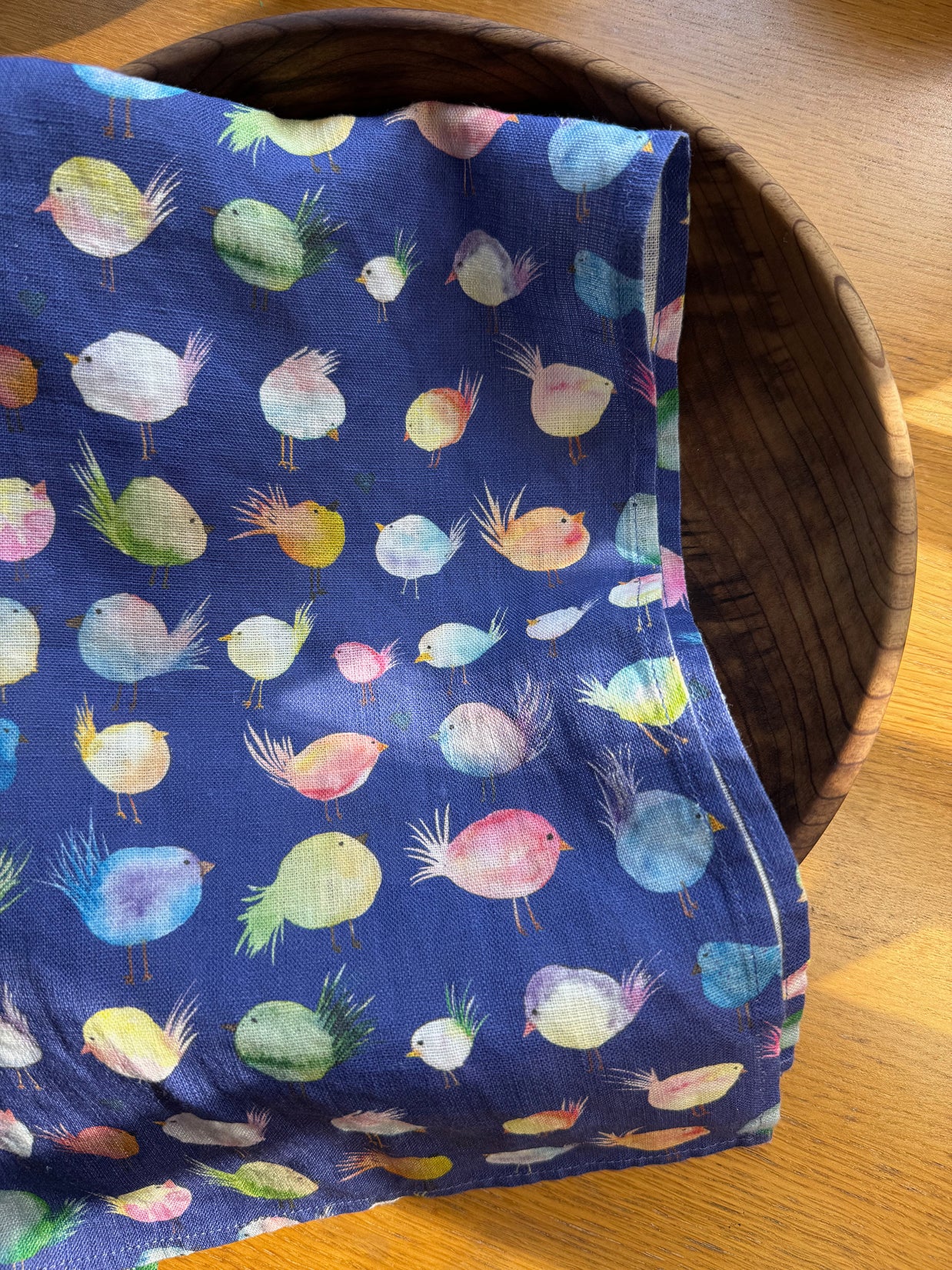 Floofy Bird Linen Tea Towel